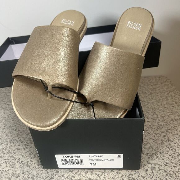 EILEEN FISHER | Kore PM flat Sandals platinum size 7 NWB summer boho thong $195 - Picture 3 of 8